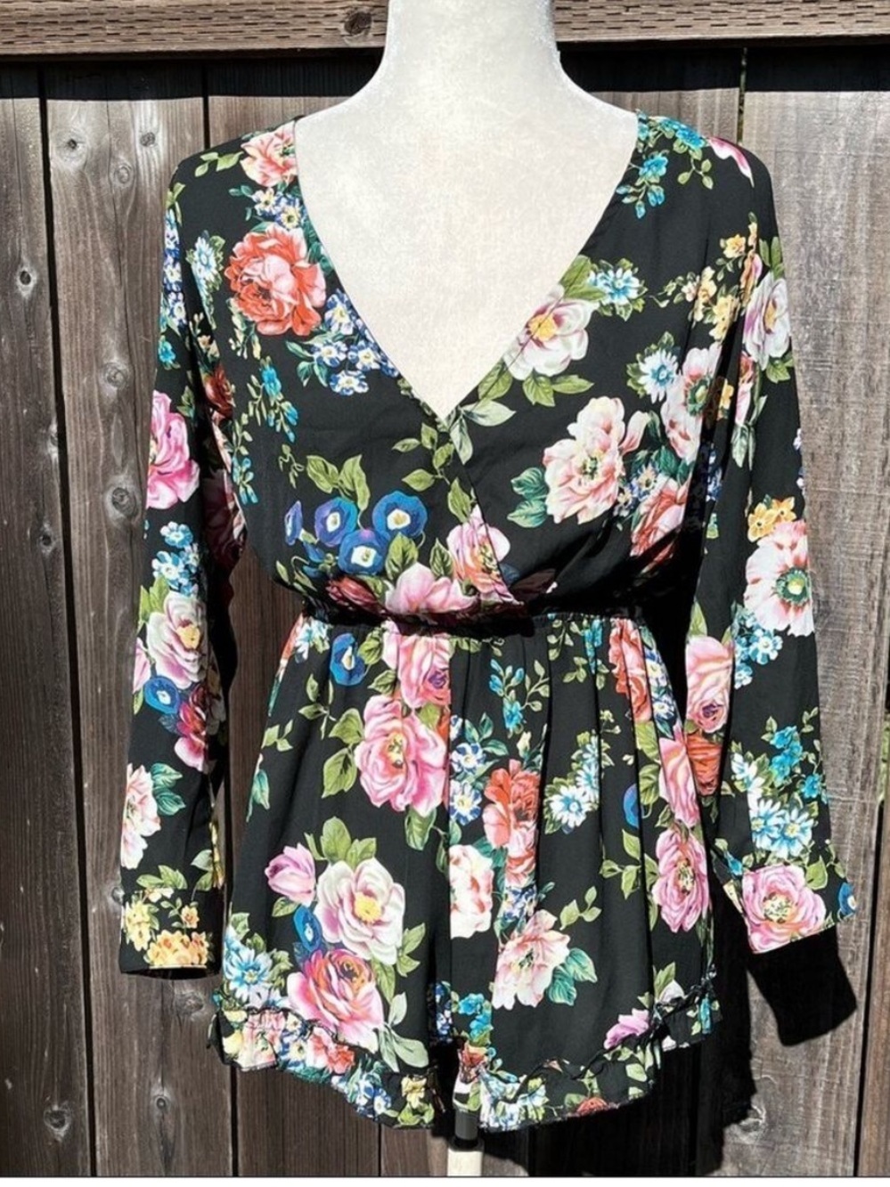 Akira Chicago Black Label Floral Romper - Size Medium